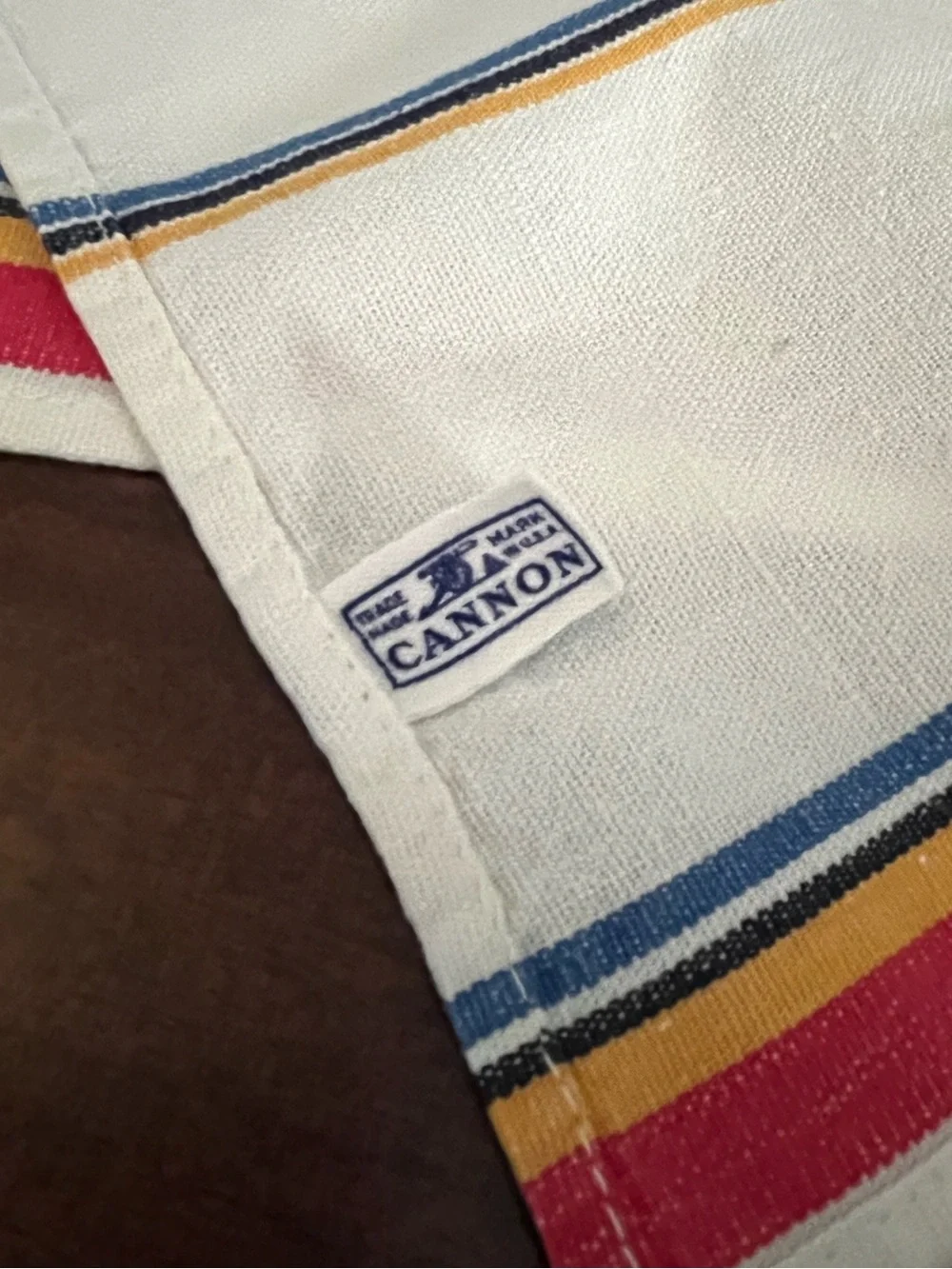 Lot of 2 striped linen towels cannon French MCM 💚❤️💛💙